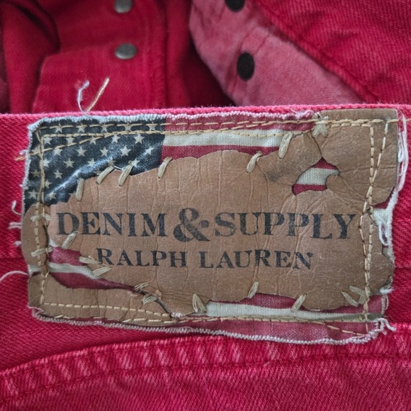 Denim & Supply Ralph Lauren Distressed Red Slim Fit Jeans Mens 34x32 Edgy Biker - Picture 7 of 8